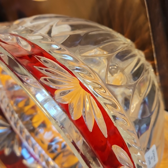 France marked Fan Cut to clear Heavy Lead Crystal Corinth Bowl Fan cut - Picture 10 of 11